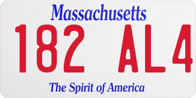 MA license plate 182AL4