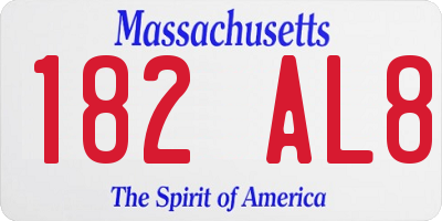 MA license plate 182AL8