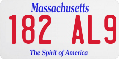 MA license plate 182AL9