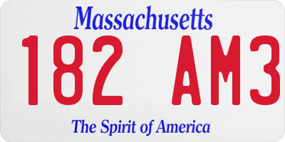 MA license plate 182AM3