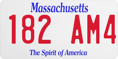 MA license plate 182AM4