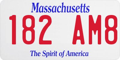 MA license plate 182AM8