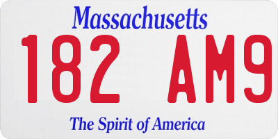 MA license plate 182AM9