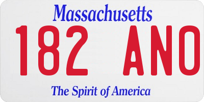 MA license plate 182AN0