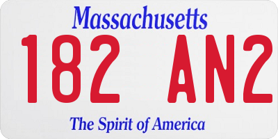 MA license plate 182AN2