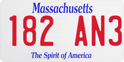 MA license plate 182AN3