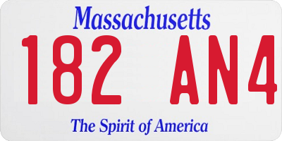 MA license plate 182AN4