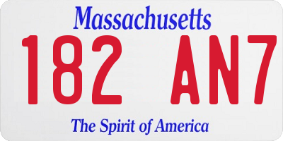 MA license plate 182AN7