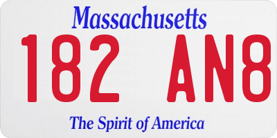 MA license plate 182AN8