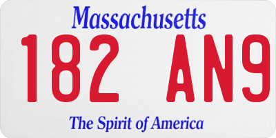 MA license plate 182AN9