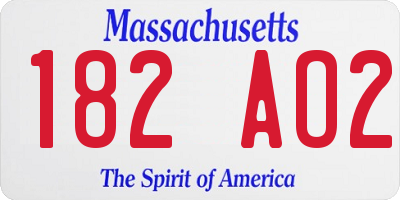 MA license plate 182AO2