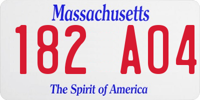 MA license plate 182AO4