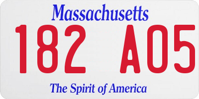 MA license plate 182AO5