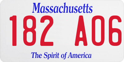 MA license plate 182AO6