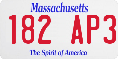 MA license plate 182AP3