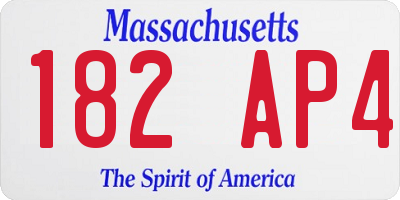 MA license plate 182AP4