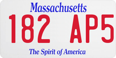 MA license plate 182AP5