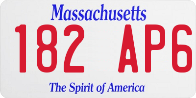 MA license plate 182AP6