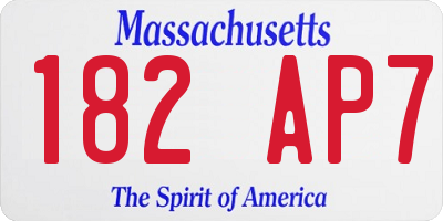 MA license plate 182AP7