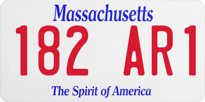 MA license plate 182AR1
