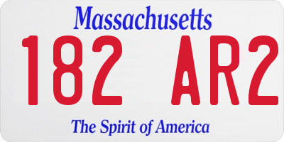 MA license plate 182AR2