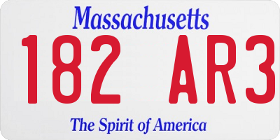 MA license plate 182AR3