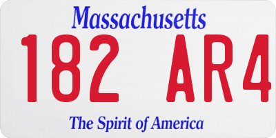 MA license plate 182AR4