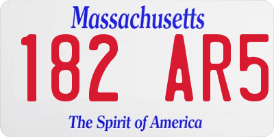 MA license plate 182AR5