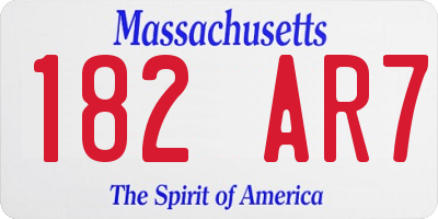 MA license plate 182AR7