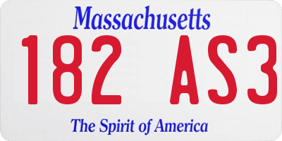 MA license plate 182AS3