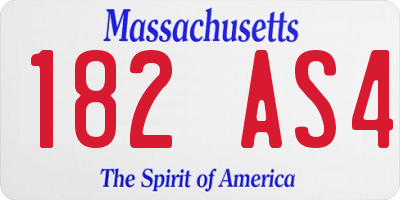 MA license plate 182AS4