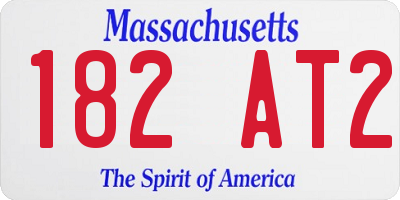 MA license plate 182AT2