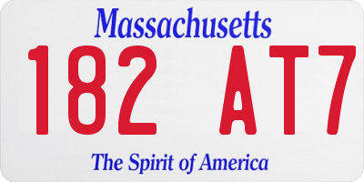 MA license plate 182AT7