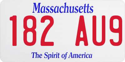 MA license plate 182AU9