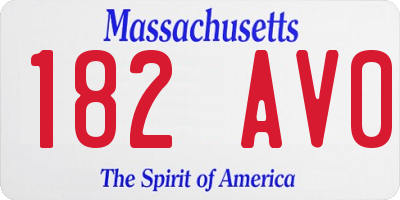 MA license plate 182AV0