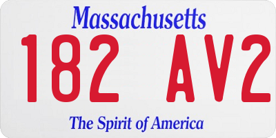 MA license plate 182AV2