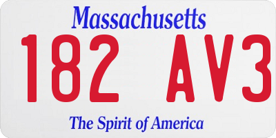 MA license plate 182AV3