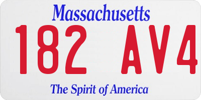 MA license plate 182AV4