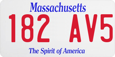 MA license plate 182AV5