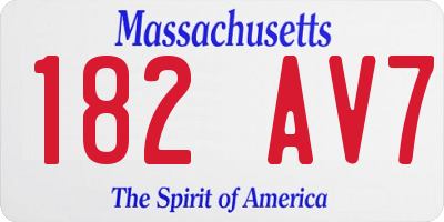 MA license plate 182AV7