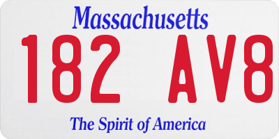 MA license plate 182AV8