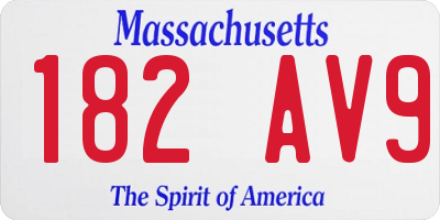 MA license plate 182AV9