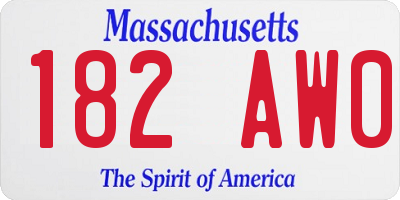 MA license plate 182AW0