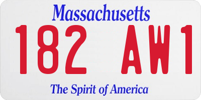 MA license plate 182AW1