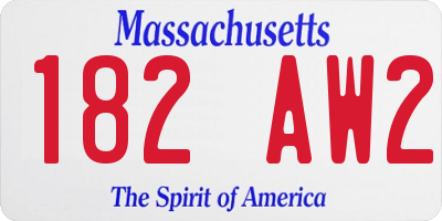 MA license plate 182AW2