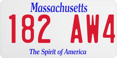 MA license plate 182AW4