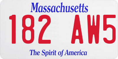MA license plate 182AW5