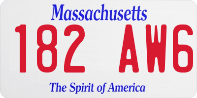 MA license plate 182AW6