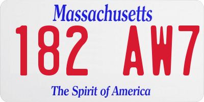 MA license plate 182AW7