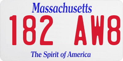 MA license plate 182AW8